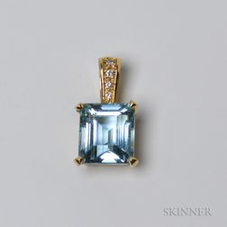 14kt Gold, Aquamarine, and Diamond Enhancer